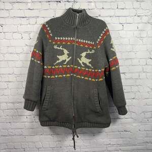 VTG 70S FOX RUN FULL-ZIP REVERSIBLE MOHAIR WOOL INSULATED SWEATER JACKET SIZE M